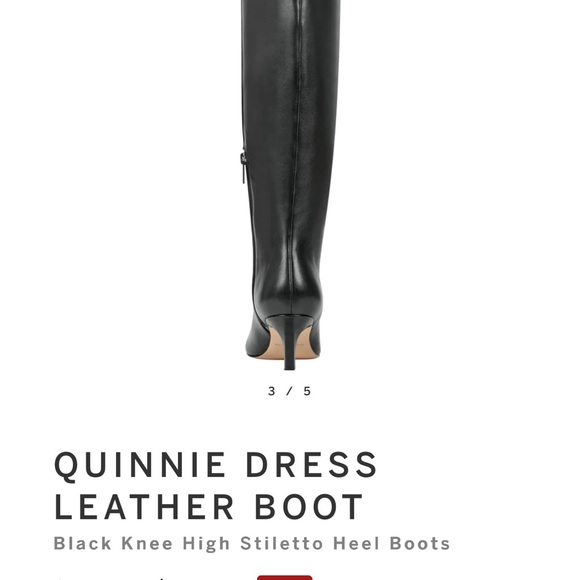 Marc Fisher LTD Quinnie Black Leather Knee High Stiletto Heeled Boots Size 6 - Picture 3 of 4